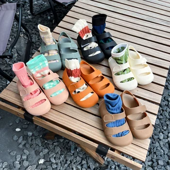 Сандали за момчета и момичета, детски сандали с мека подметка Baotou Велкро, плажни обувки за деца на 4-6 години
