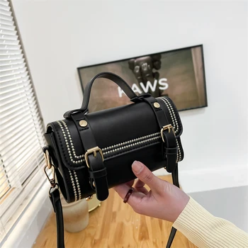 Дамски модни чанта през рамо, чанта-месинджър от изкуствена кожа, малка квадратна чанта, проста однотонная чанта, портфейл, чанта през рамо, Bolsos