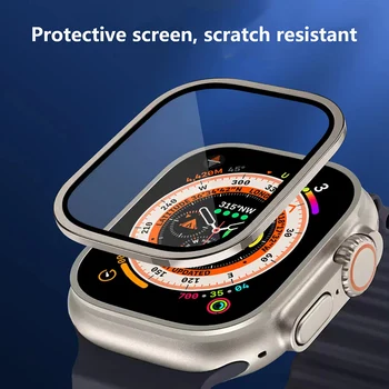 Закалено стъкло за Apple Watch Ultra 49 мм и защитно фолио за екрана, метална рамка против надраскване, аксесоари за Watch Series 8 Pro 49 мм