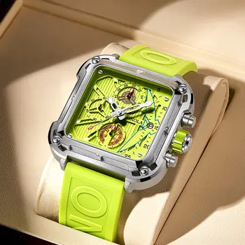 Класически мъжки часовник от водеща марка, луксозни модни часовници за почивка, мултифункционален силиконов каишка, водоустойчив светещи ръчен часовник