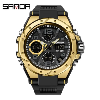 На BIANA Militar Спортни часовници мъжки моден кварцов часовник цифрови часовници за мъже, водоустойчиви часовници Златни умен часовник ал Hombre