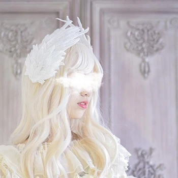 Фиба за коса във формата на крило на ангел, родословна-шнола за коса за момичета, аксесоари за шапки, в готически стил за cosplay, Хелоуин