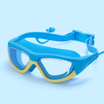 Портативни слънчеви очила за плуване с затычками за уши за деца 4-15 години, очила за плуване със защита от замъгляване, UV-лъчи, на слънчеви очила за гмуркане в басейна с висока разделителна способност