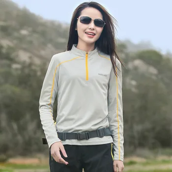 4XL Спортна тениска с яка-поставка за разходки, дамски тънък бързосъхнеща дишаща тениска с дълъг ръкав, лятна солнцезащитная дрехи, блузи