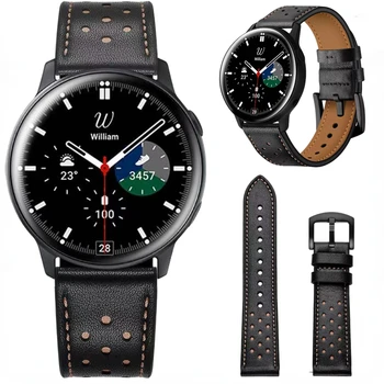 Кожена Каишка за Samsung Galaxy Watch 6/5/4 44 мм 40 мм/Класически 47 мм, 43 мм и 46 мм 42 мм Гривна Watch 5 Pro 45 мм Galaxy Watch 6 Каишка