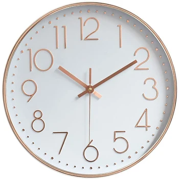 12-инчови кварцов стенен часовник, безшумни, не тикающие стенни часовници за настаняване, модерни декоративни розово-златисти