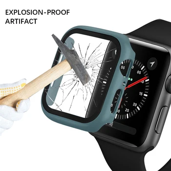 Стъкло + Калъф За Apple Watch Case 8 7 6 SE 5 3 Аксесоари за Екрана на Смарт часа iWatch Series 45 мм 41 мм 44 мм 40 мм 42 мм 38 мм