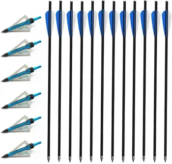 12 бр. 20-инчови арбалетных болтове от въглеродна стрели с 6 бр. ловни връхчета на стрели
