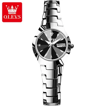 Дамски кварцов часовник OLEVS, нови модни ежедневни часовници с каишка от вольфрамовой стомана, седмичен календар, Relogio Masculino 8697