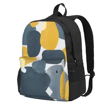 Абстрактна форма, текстура, сив горчично-yellow 3D принт дизайн, раница, студентски чанта, горчично-жълто-сива шарка, абстрактен модел