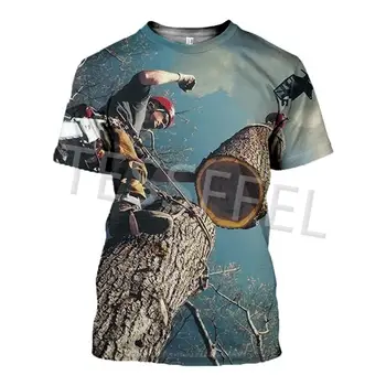 Лятна тениска с къси ръкави и 3D принтом Tessffel Chainsaw Lumberjack Forest Worker За Мъже и Жени, Облекла в стил Харадзюку № 3