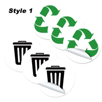 6 бр 5-инчов PVC Стикер за класификация боклуци кофи Начало на самозалепващи Класирането знак, годни за рециклиране, Стикер за боклук кофи