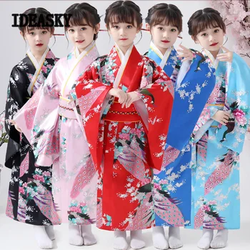 детски традиционен национален японски костюм за момиче-цвете момичета, кимоно, халат за баня, рокля-юката homme japonais, детски костюми за cosplay с цветен модел