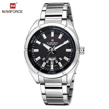 Марка NAVIFORCE Мъжки часовници бизнес Мъжки кварцов часовник каишка от неръждаема стомана 30 м Водоустойчив ръчен часовник с дата Relogio Masculino