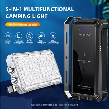 20000 ма Водоустойчив фенер за къмпинг лампа с висока мощност, led светлини, мултифункционален мобилен телефон, безжичен акумулаторна батерия