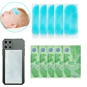Летни ледени гел охлаждащи лепенки за мобилен телефон, отводящие топлина, готини стикери за новородени, деца, възрастни, гел подложки за облекчаване на треска и болка