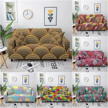 Цветни, шарени, вълнообразни еластичен калъф за дивана, накладывающийся в кръг, калъфи за мека мебел за всекидневната, секционни правоъгълен калъф за дивана, домашен декор