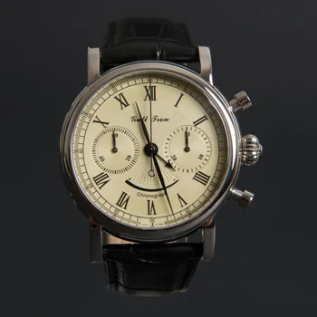 Мъжки часовник-пилот GULL TRON 41 мм с хронограф, луксозни механични ръчни часовници с Ръчно Ликвидация, каишка от сапфировой кожата ST1905