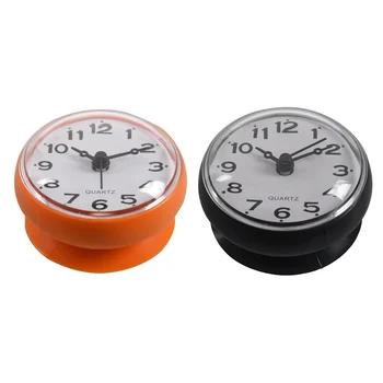 2 броя, 7 см Водоустойчиви кухненски часовник за баня, душ, търтей, стенни, оранжево-черна