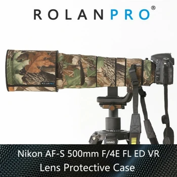 Палто за Обектива на камерата ROLANPRO Камуфляжный Дъждобран За Nikon AF-S 500mm F/4E FL ED VR Защитен Калъф Guns Sleeve Делото сенник за обектив обектив