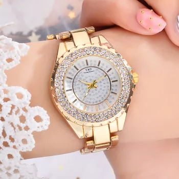 Луксозни дамски часовници, ежедневни каишка от неръждаема Стомана, часовници-гривни, дамски Диаманти, Планински Кристал, Моден кварцов часовник Montre