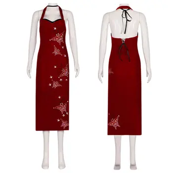 CosDaddy на Ада Уонг Cosplay костюм за възрастни жени, червена рокля, костюми за Хелоуин, кралят костюм