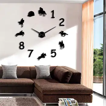 Родео Конна езда със Собствените си ръце Големи стенни часовници Ездачи Големи гигантски стенен часовник с Модерен дизайн на домашен интериор е най-Добрият подарък за Нея и Него