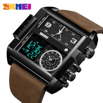 Мъжки часовник Skmei с квадратен циферблат, бизнес електронни часовници, мултифункционален каишка, водоустойчив спортни мъжки часовник