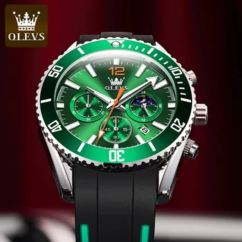 Ръчен часовник OLEVS, многофункционален, водоустойчив, с три очи, хронограф, автоматично дата, мъжки часовник в стил милитари най-добрата марка за луксозни спортни мъжки часовник