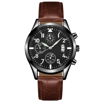Мъжки часовник 2023 Популярните мъжки кожени часовник с функция календар и функция подчертаване, бизнес часовници за зрели мъже Relogio