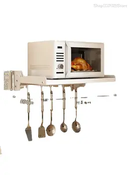 Кухненски стойка за съхранение на микровълнова фурна без перфорация, стенни домакински стойка за фурната, за монтиране на стена за стеллажа за съхранение