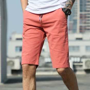 2023, Мъжки летни модни ежедневни панталони с джобове, корейски обикновена тънки къси панталони-участък, мъжки къси Панталони с завязками на талията, P201