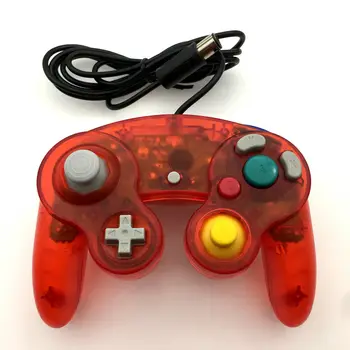 Прозрачен Червен на Кабелната Гейм контролер GC Shock Контролер за Гейм конзолата на Nintendo GameCube NGC