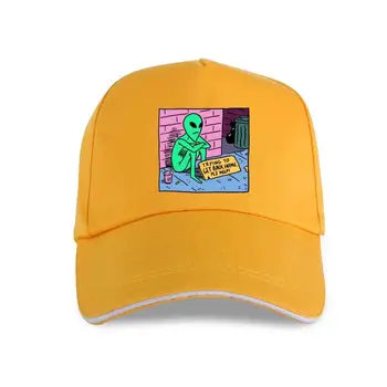 нова шапка Hillbilly 2021, Ежедневни Жълта Шапка с забавен хлопковым принтом, Извънземно, се опитва да се прибере у дома, Моля, помогнете, Кавайная бейзболна шапка с графичен дизайн на Тениска