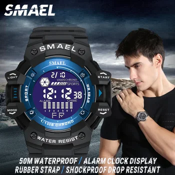 Мъжки часовник, цифров часовник led календар, будилник, военни ръчен часовник с голям циферблат за мъже, водоустойчиви спортни улични часовници