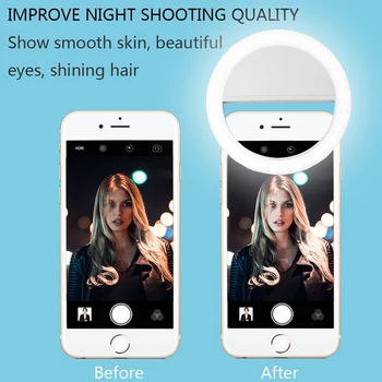 Anneau lumineux Led avec chargeur USB pour téléphone portable, lampe pour Selfie, compatible avec iPhone Samsung Xiaomi POCO