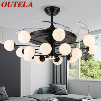 Съвременните вентилатори OUTELA, Големи 52-инчови лампа с дистанционно управление без ножове за домашна трапезария