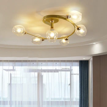 Луксозни плафониери за хола Модерен led стъклен тавана лампа в скандинавски стил, плафониери за спални, декоративни осветителни тела