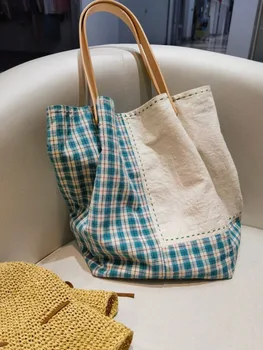 Японски нишевый дизайн, холщовая чанта с голям капацитет, модерна реколта чанта през рамо за подмишниците, пазарска чанта, дамска чанта-тоут за жени