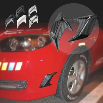 1 Чифт универсални автомобилни перки на хрилете от въглеродни влакна, емулиране на вентилационни отвори на врати воздухозаборнике, Украса на предния капак ABS, Автостайлинг страничните вентилационни отвори