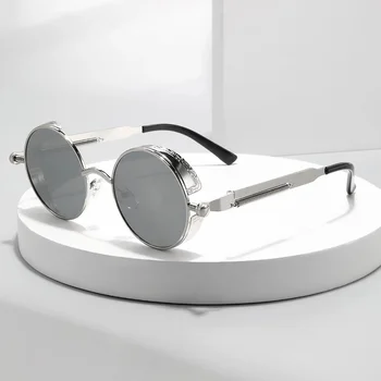 Реколта Кръгли Метални Слънчеви Очила В стил Steampunk Y2K, Дамски Слънчеви Очила 2023, Модерен Мъжки Ретро Очила в стил Steampunk, UV400