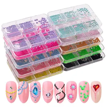 Много цветове и размери Имитация на перли ABS Пластмаса полукръгли свободни мъниста за дизайн нокти DIY Crafts Украса на дрехи Nail Salon Suppl