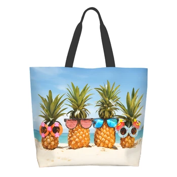 Чудесна пазарска чанта във формата на ананас за еднократна употреба, плажна чанта-тоут, тропически лятна чанта през рамо, ежедневни Лека чанта с голям Капацитет