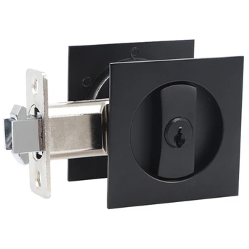 Джобен система за заключване на вратите, черна врата, модерен квадратен система за заключване на вратите, разтегателна вратата, заключване с ключ