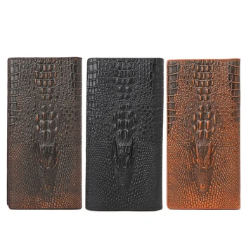 Мъжки 3D портфейл от кожа на Алигатор, двоен държач за лична карта, портфейла, дълъг клатч, портфейл Au02 21, Директна доставка