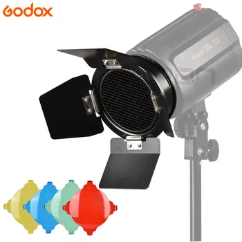 Вратата на бараката Godox BD-03 + Ячеистая мрежа + 4 цветни филтъра за фотография, аксесоари за студио видео, светкавица, универсално закрепване