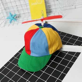 2019 Детска шапка хеликоптер витлото Бейзболни шапки цветни Лоскутная шапка шапка бамбук водно Конче деца, момчета, момичета, шапки възстановяване на предишното положение
