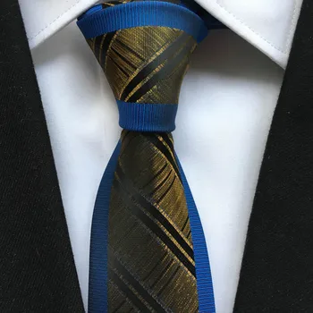 2023 Мъжки вратовръзки жаккардовый вратовръзка със син кант и модерен галстуками в златната ивица