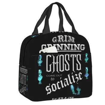 Хелоуин, Мрачен ухмыляющийся Призрак, Термоизолированная чанта за обяд, обитаван от духове къща, за многократна употреба контейнер за обяд, кутия за жени, Детски чанти за хранене