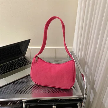 Нова тенденция ретро-минималистичная чанта за подмишниците, с фина текстура, вестернизированная чанта през рамо, вельветовая чанта, дамска чанта